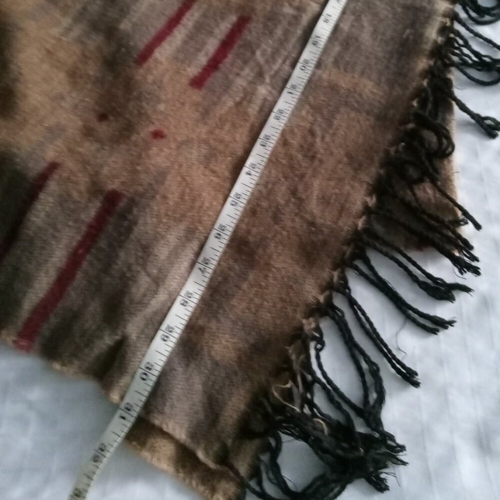 Very large vintage woven scarf in shades of brown, beige, and rust 80x32 inches
